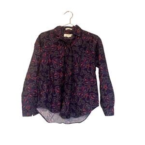 John Henry Purple Floral Blouse - Size 10 - Excellent Condition